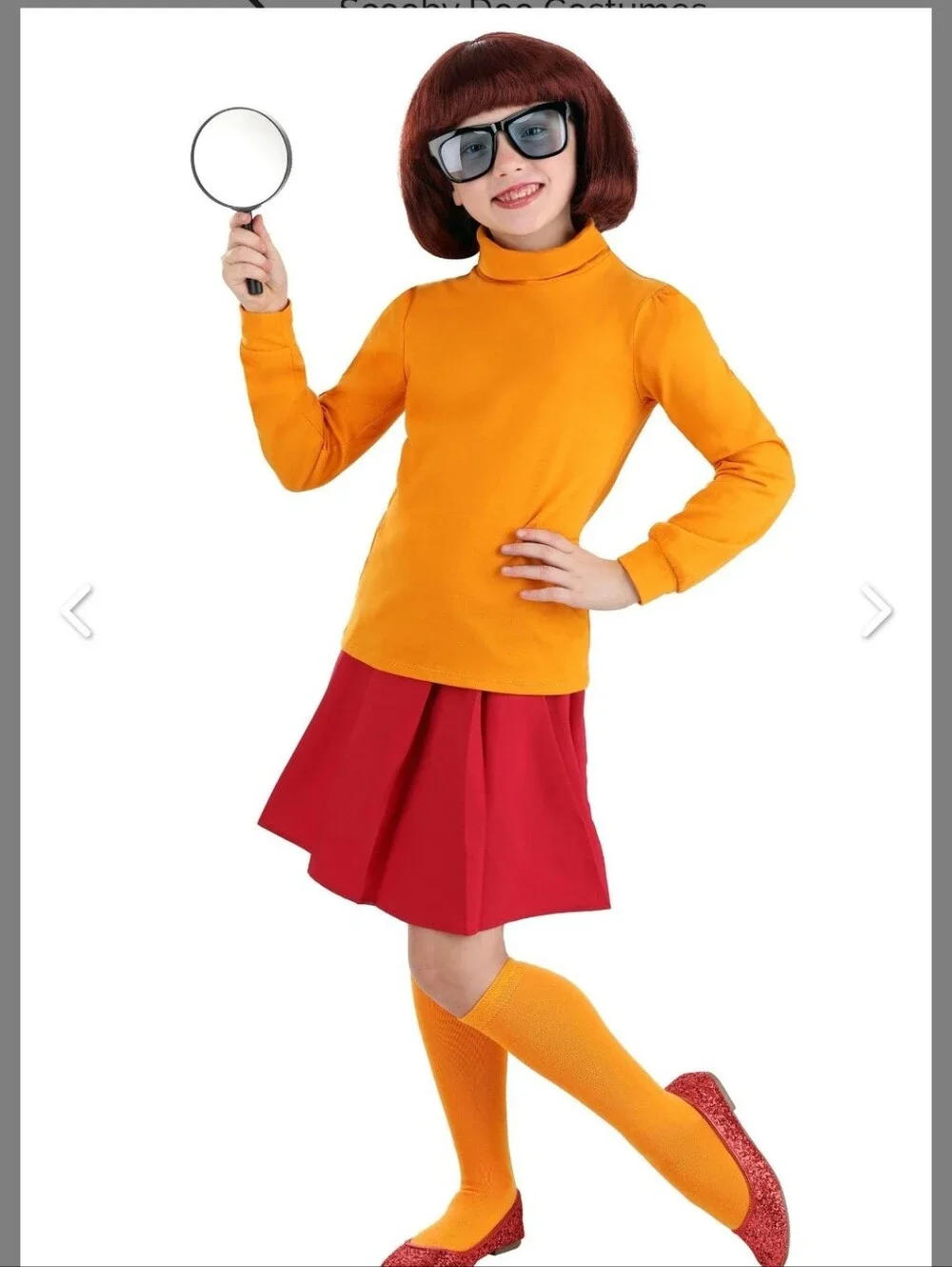 NIP Scooby Doo Velma Dinkley Girls Size Medium Halloween Costume With Glasses